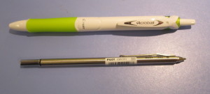 The Pilot Acroball is a standard retractable ball point - for comparison