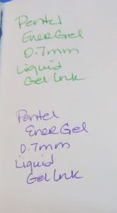 Pentel Purple and Green writing sample