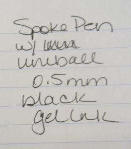 Spoke Pen writing sample.