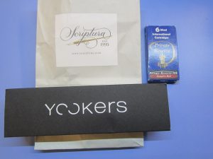 Image of the Scriptura bag, ink from Private Reserve and the Yookers pen box.
