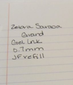 Zebra Sarasa Grand writing sample