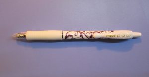 Pilot G2 pen in purple - tip retracted