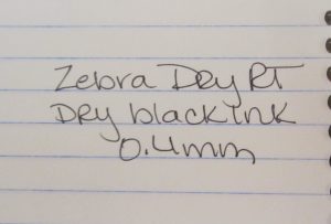 Zebra Sarasa Dry pen writing sample