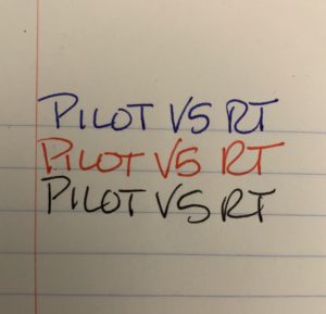 Pilot V5 RT writing sample