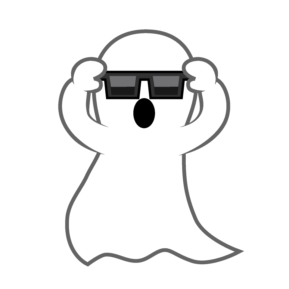 Silly line art ghost with sunglasses