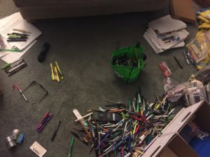 Another aerial photo of piles of pens.