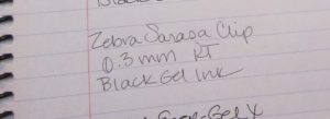 Zebra Sarasa Clip pen writing sample