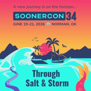 A seascape in oranges and blues. SoonerCon 34 Through Salt and Storm - June 19-21, 2026